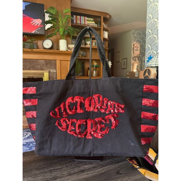Vintage Victoria’s Secret Red Rhinestone Lip Tote Bag - Picture 1 of 9